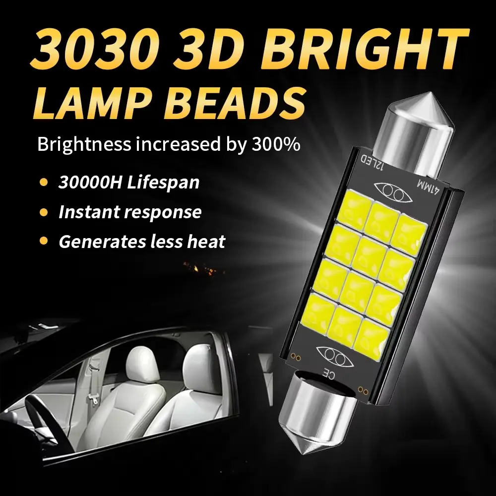 Festoon LED Bulb 31/36/39/41mm – Car Roof Light, 12V CANBUS Error Free Interior Light