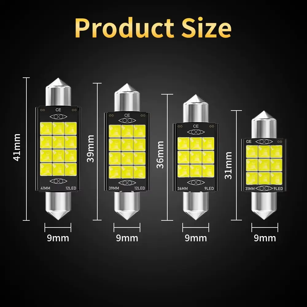 Festoon LED Bulb 31/36/39/41mm – Car Roof Light, 12V CANBUS Error Free Interior Light