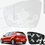 TecUpdater Aspherical Heated Anti Glare ORVM Mirror Glass for Volkswagen Polo Vento Ameo Skoda Rapid