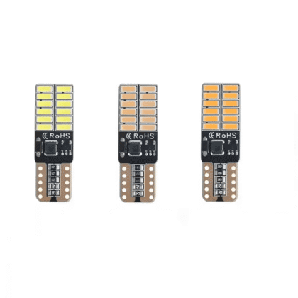 T10 High Brightness Type C LED Bulb 24 SMD 3014 CANBUS – White, Amber, Red(12V, 1 Pair)