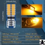 TecUpdater Amber T10 W5W LED Bulb Pair – 3014 24-SMD, 12V, Canbus Compatible, Turn Indicator and Side Marker