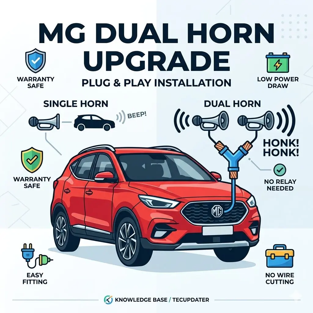 If your MG Hector or other MG car has a factory single horn and you want to fit an aftermarket horn like the Hella Chrome Trumpet set, here’s what you should know.