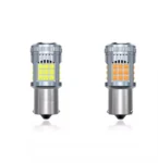 TecUpdater 3030 36SMD Fan-Cooled LED Bulb PY21W BAU15S Amber and P21W BA15S White – Canbus No Hyperflash 1 Pair