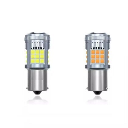 TecUpdater 3030 36SMD Fan-Cooled LED Bulb PY21W BAU15S Amber and P21W BA15S White – Canbus No Hyperflash 1 Pair