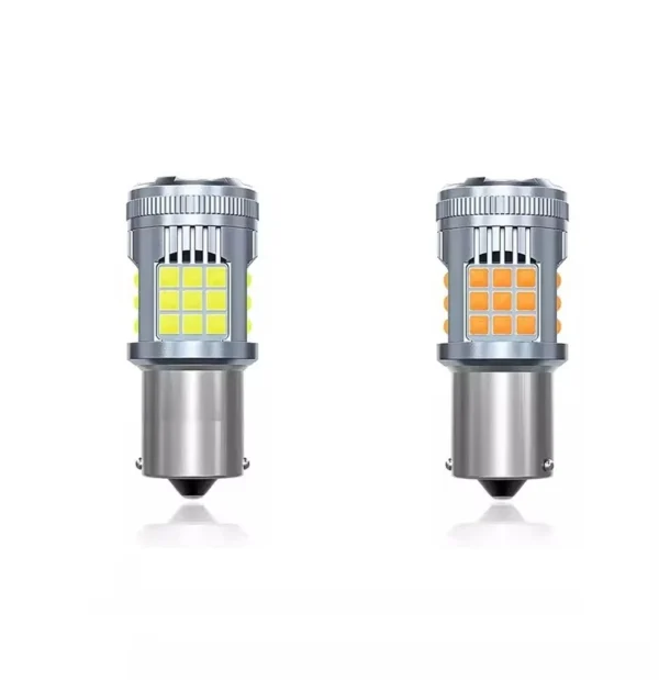 TecUpdater 3030 36SMD Fan-Cooled LED Bulb PY21W BAU15S Amber and P21W BA15S White – Canbus No Hyperflash 1 Pair