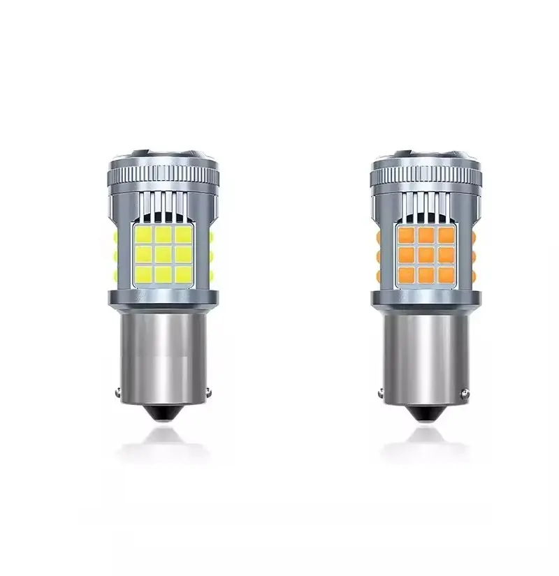 TecUpdater 3030 36SMD Fan-Cooled LED Bulb PY21W BAU15S Amber and P21W BA15S White – Canbus No Hyperflash 1 Pair