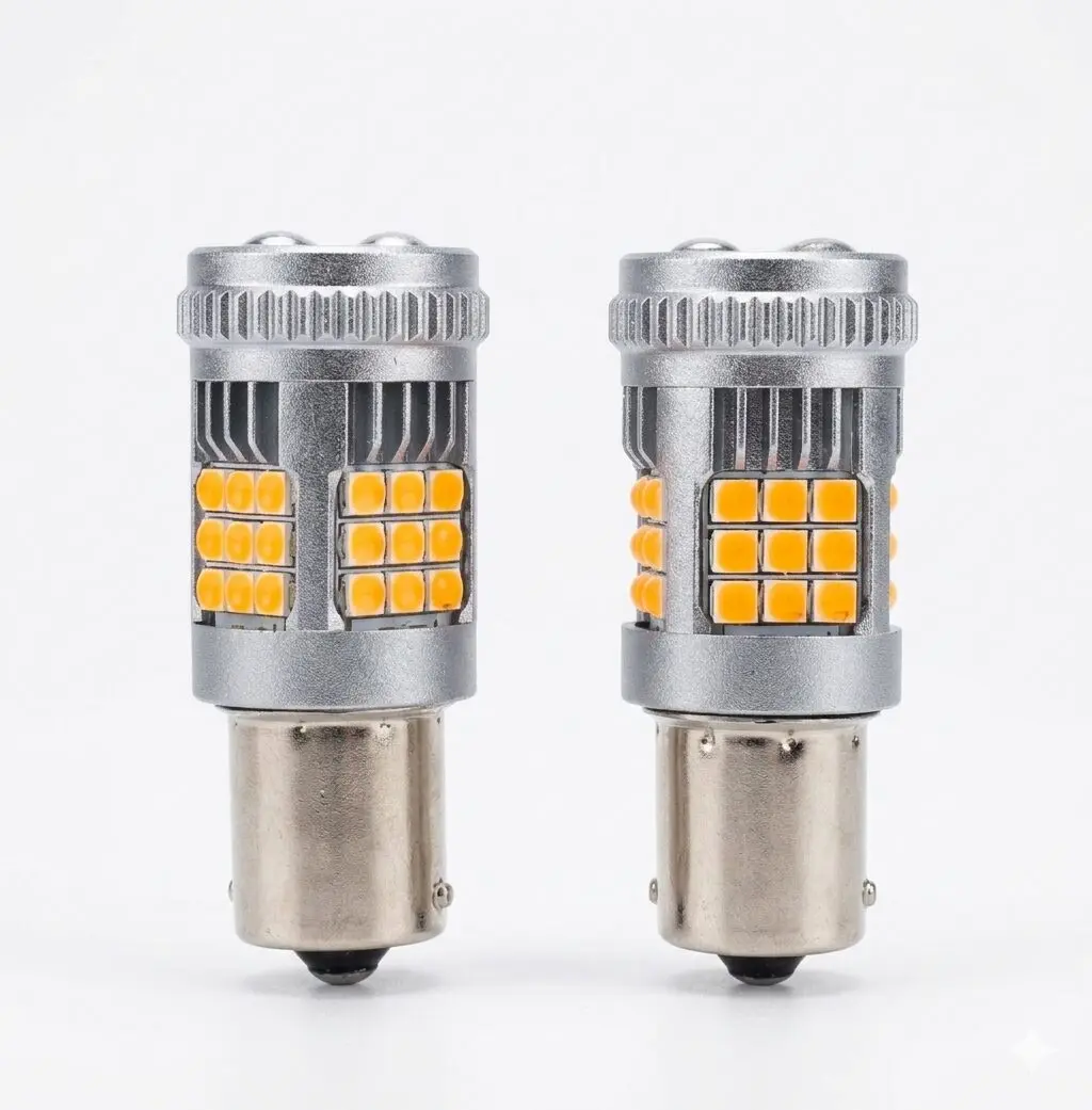 TecUpdater 3030 36SMD Fan-Cooled LED Bulb PY21W BAU15S Amber and P21W BA15S White – Canbus No Hyperflash 1 Pair