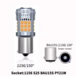 TecUpdater 3030 36SMD Fan-Cooled LED Bulb PY21W BAU15S Amber and P21W BA15S White – Canbus No Hyperflash 1 Pair