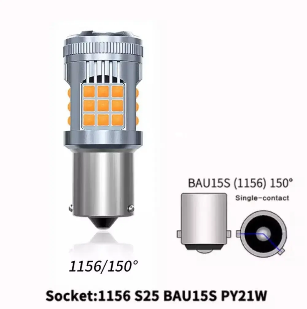 TecUpdater 3030 36SMD Fan-Cooled LED Bulb PY21W BAU15S Amber and P21W BA15S White – Canbus No Hyperflash 1 Pair