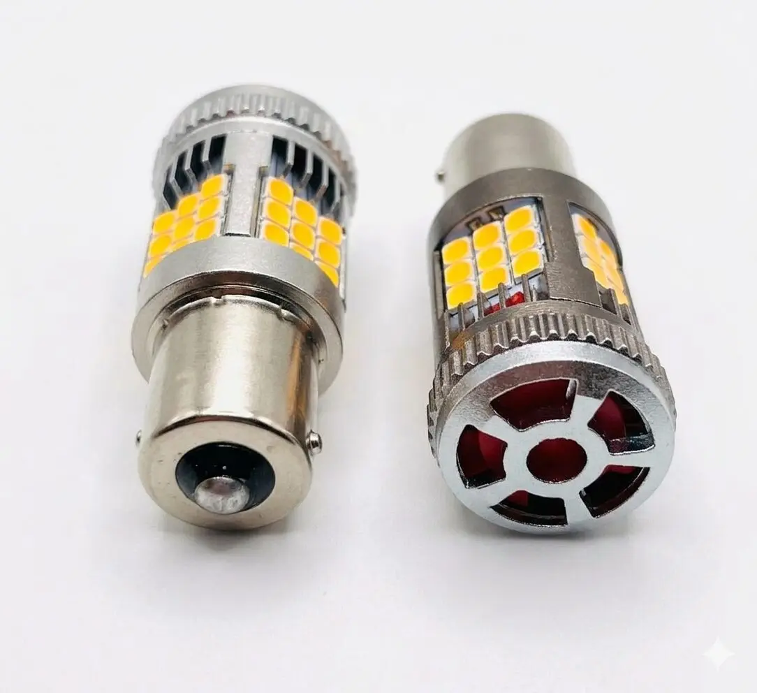 TecUpdater 3030 36SMD Fan-Cooled LED Bulb PY21W BAU15S Amber and P21W BA15S White – Canbus No Hyperflash 1 Pair