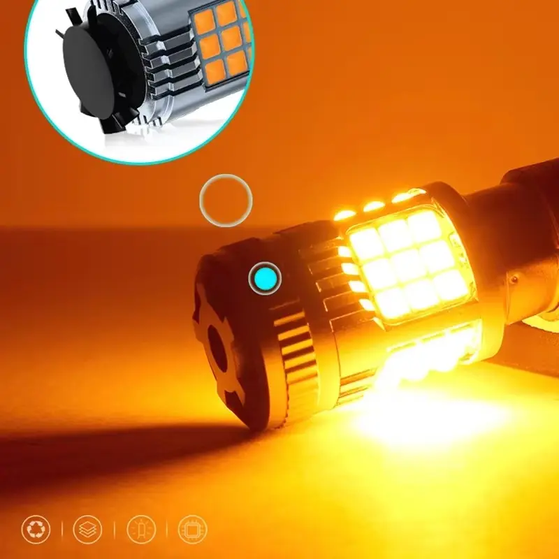 TecUpdater 3030 36SMD Fan-Cooled LED Bulb PY21W BAU15S Amber and P21W BA15S White – Canbus No Hyperflash 1 Pair