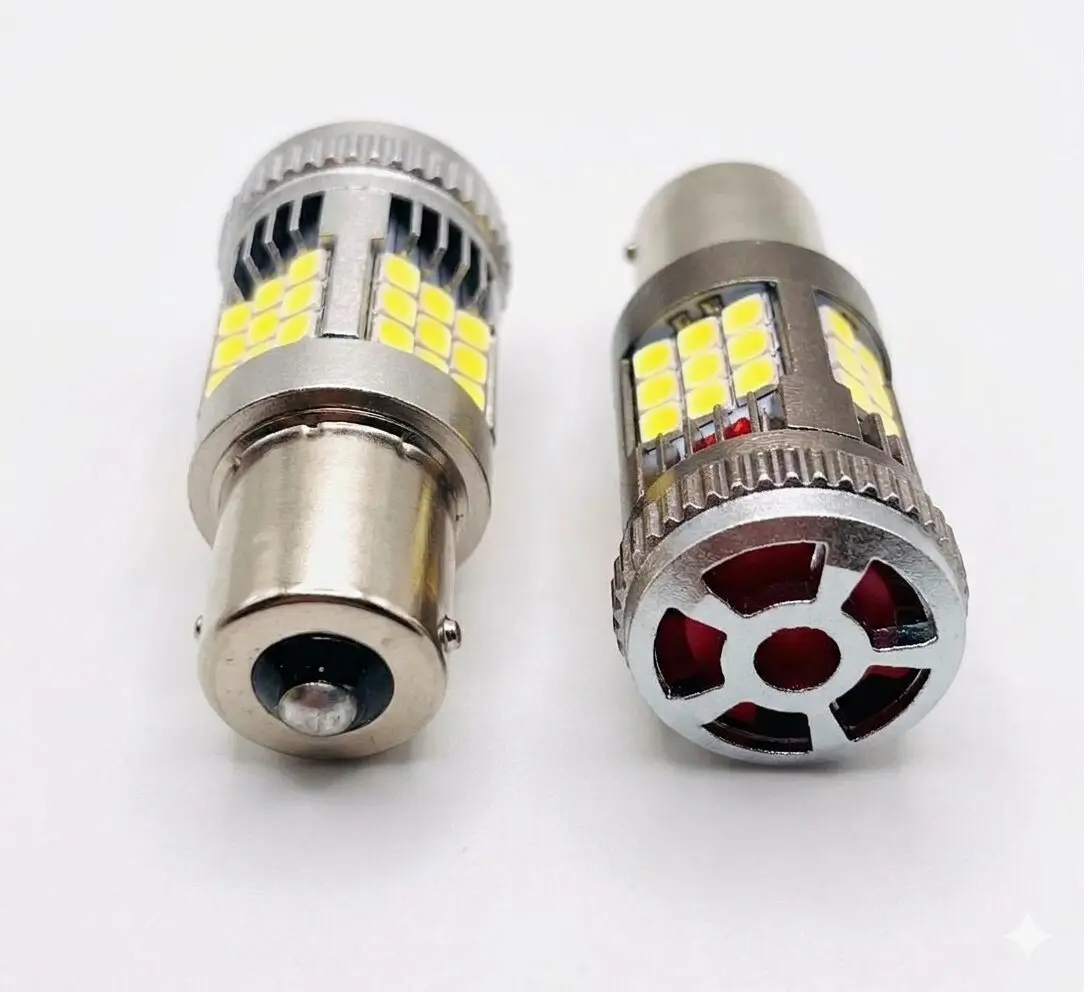 TecUpdater 3030 36SMD Fan-Cooled LED Bulb PY21W BAU15S Amber and P21W BA15S White – Canbus No Hyperflash 1 Pair