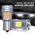 TecUpdater 3030 36SMD Fan-Cooled LED Bulb PY21W BAU15S Amber and P21W BA15S White – Canbus No Hyperflash 1 Pair