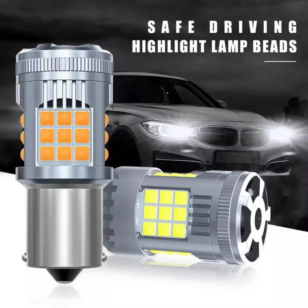 TecUpdater 3030 36SMD Fan-Cooled LED Bulb PY21W BAU15S Amber and P21W BA15S White – Canbus No Hyperflash 1 Pair