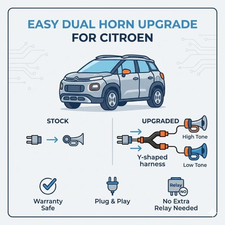 If your Citroen — C3, C3 Aircross, or similar — has a factory single horn and you want to switch to a dual-tone setup, here’s what you should know.