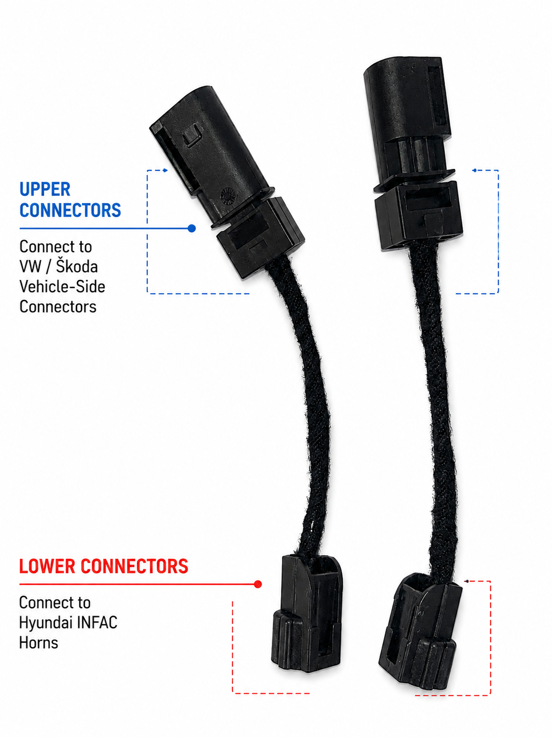 Kia Hyundai Creta INFAC Horn Adapter Harness for VW Skoda Cars – Splitter Harness (For Single Horn Wiring)
